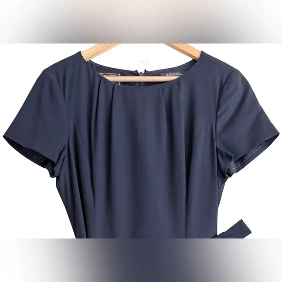 BROOKS BROTHERS Loro Piana Preppy Business Casual Classic Belted Midi Dress 12 - Picture 3 of 11